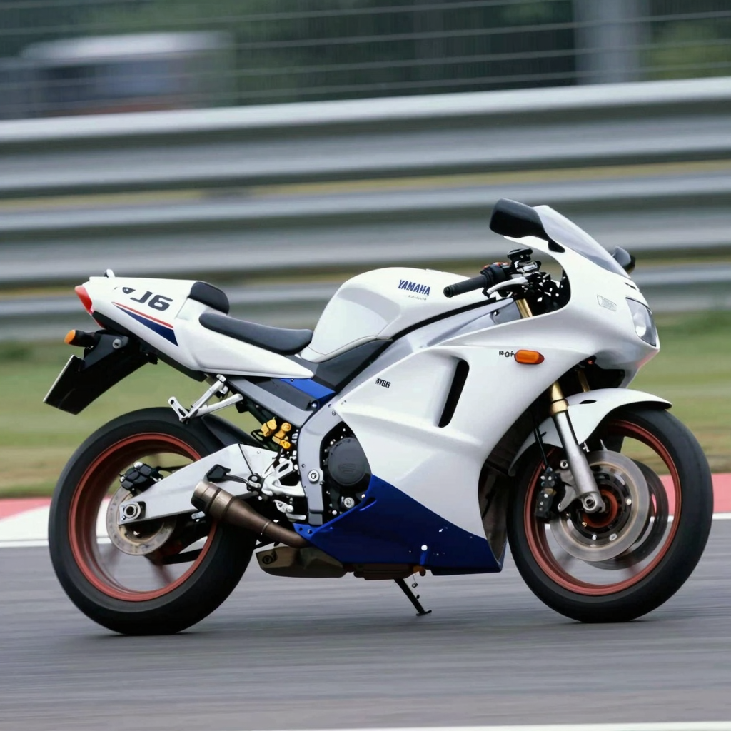 1999 Yamaha R6 motorcycle on a racetrack