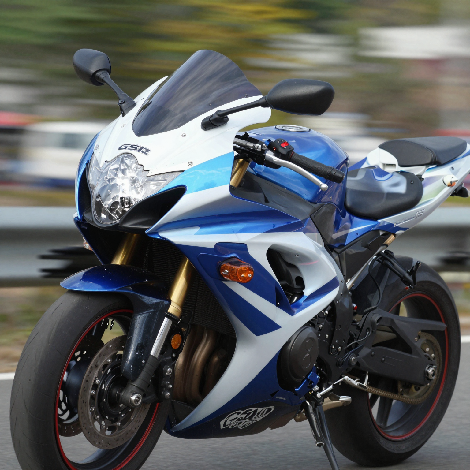 2011 Suzuki GSXR 600 motorcycle with OEM fairings highlighted