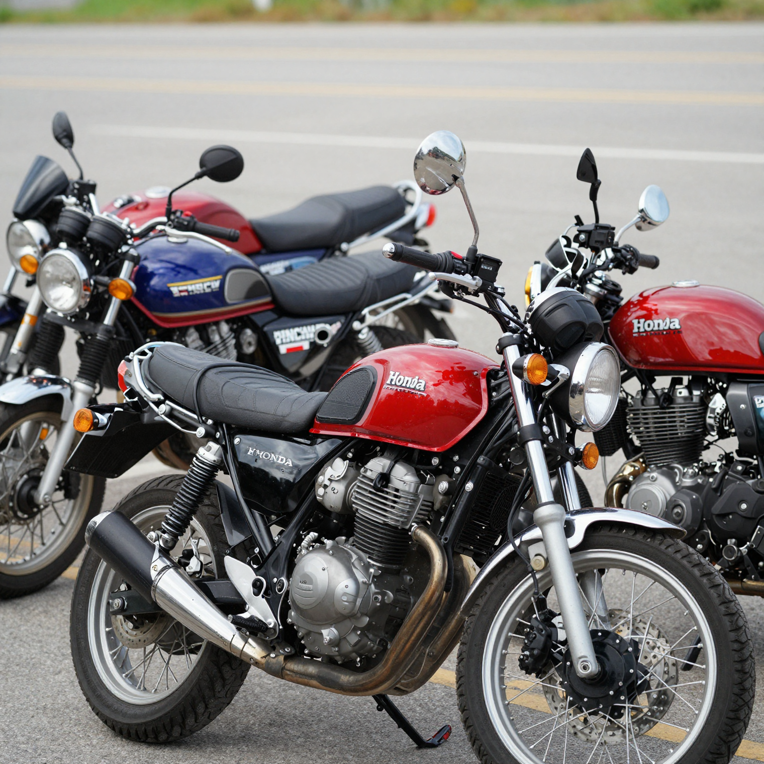 Honda CB550 motorcycle with various fairings