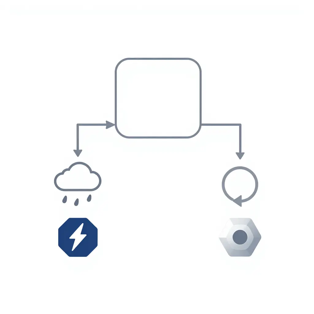 Minimalist 2D decision flow diagram showing a choice between zinc and stainless fairing fasteners based on rain exposure and removal frequency