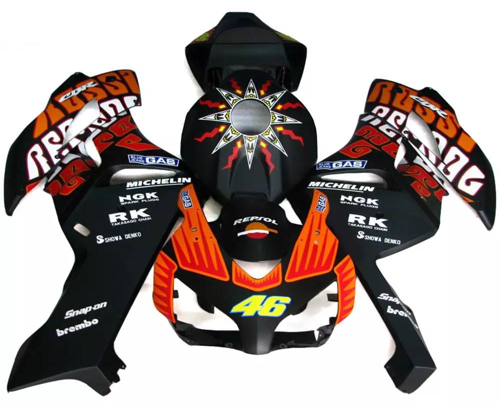 Matte Black Sun Flame Motorcycle Fairings Plastics Kit For 2004-2005 Honda CBR1000RR FM-5104