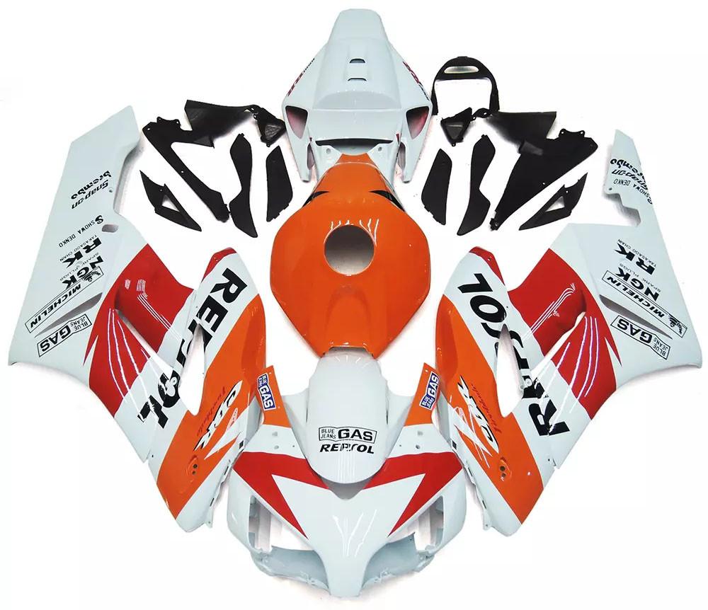 White, Orange Red Repsol Motorcycle Fairings Plastics Kit For 2004-2005 Honda CBR1000RR FM-5115