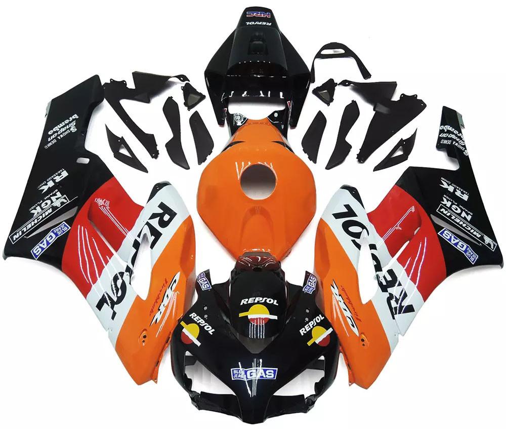 Orange Black Repsol Motorcycle Fairings Plastics Kit For 2004-2005 Honda CBR1000RR FM-5118