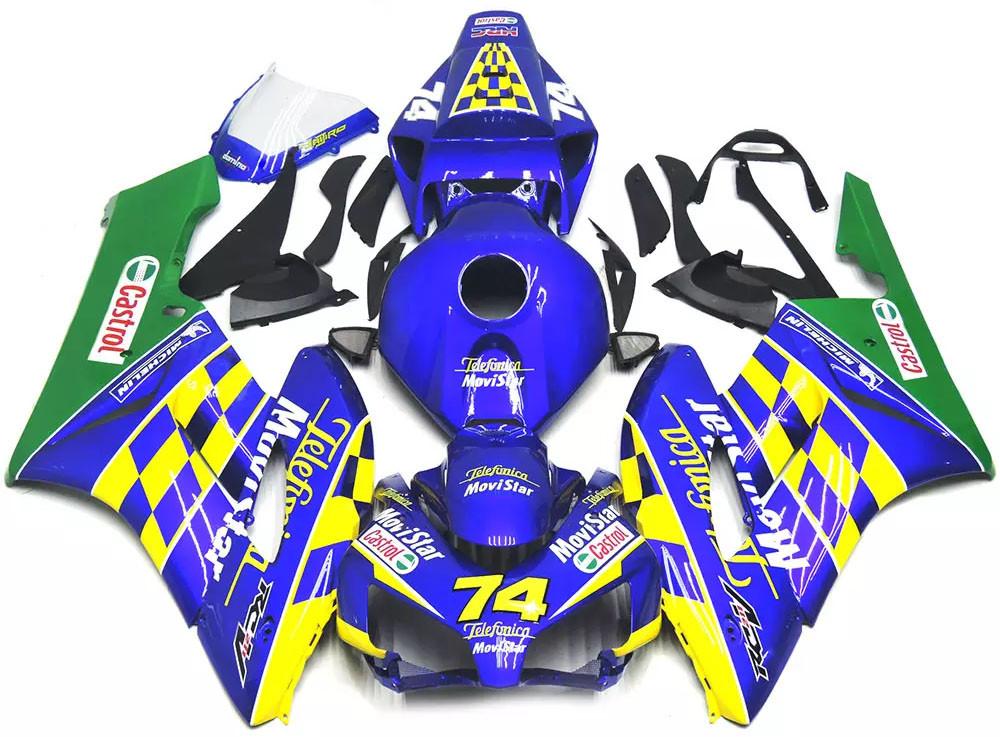 Blue, Yellow Green Motorcycle Fairings Plastics Kit For 2004-2005 Honda CBR1000RR FM-5133