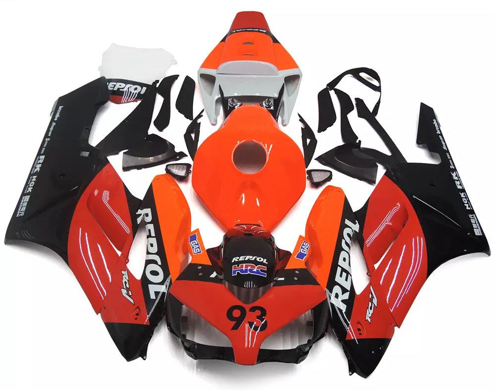 Orange, Red Black Repsol Motorcycle Fairings Plastics Kit For 2004-2005 Honda CBR1000RR FM-5169