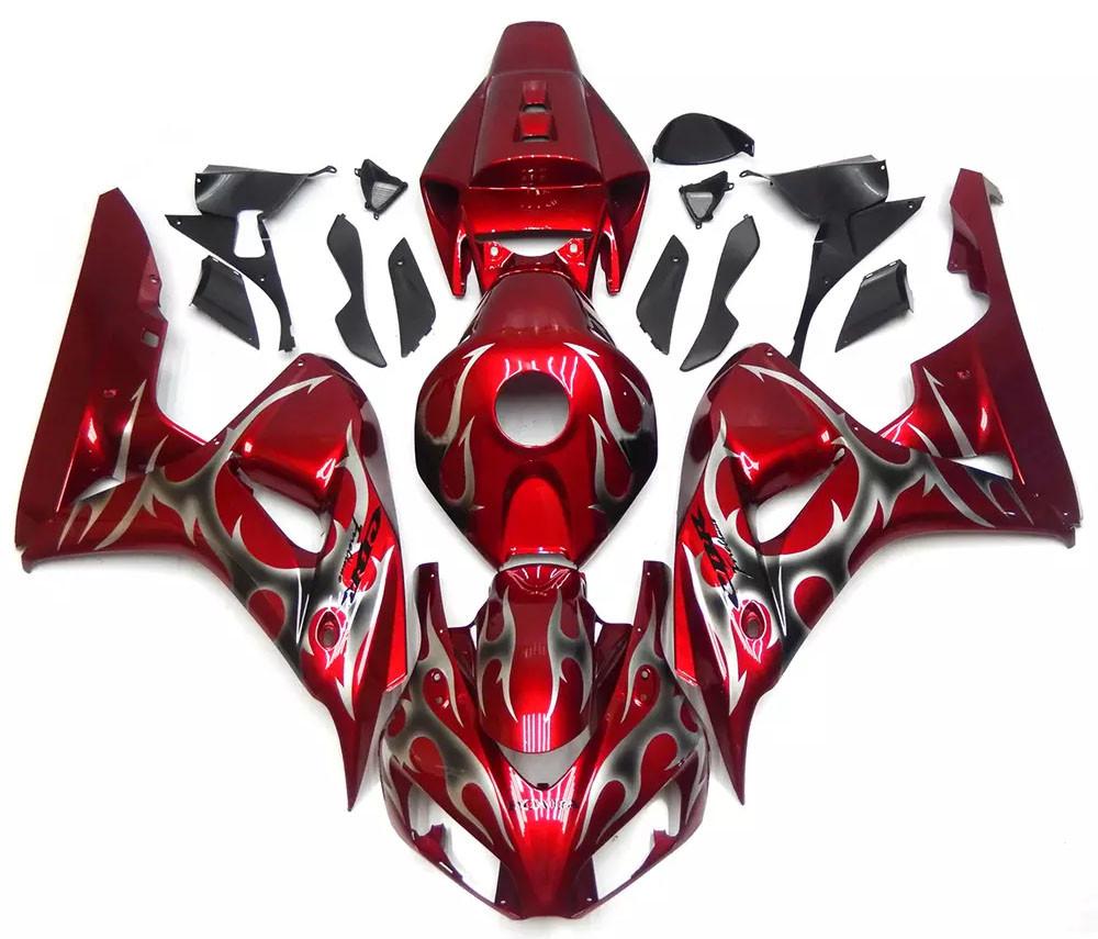 Red Silver Flames Motorcycle Fairings Plastics Kit For 2006-2007 Honda CBR1000RR FM-5122