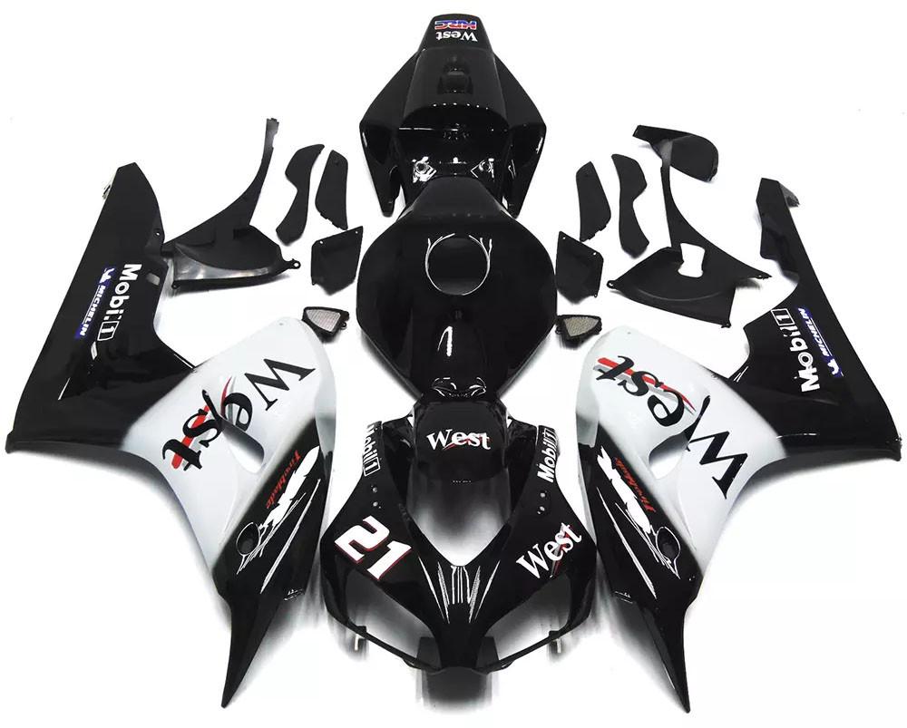 Black West Motorcycle Fairings Plastics Kit For 2006-2007 Honda CBR1000RR FM-5162