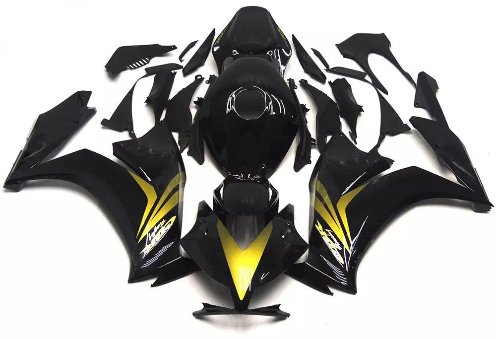 Gloss Black Gold Motorcycle Fairings Plastics Kit For 2012-2016 Honda CBR1000RR FM-5079