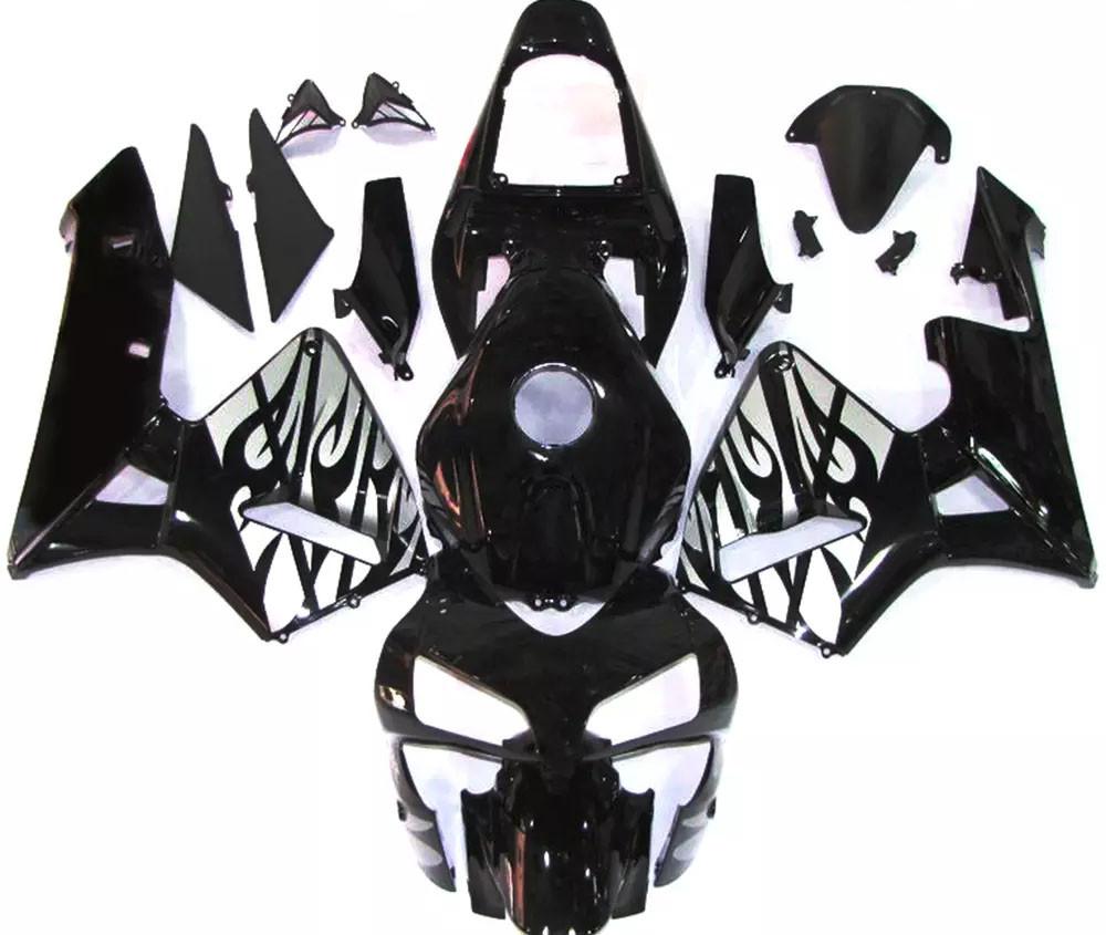 Black Gray Flames Motorcycle Fairings Plastics Kit For 2003-2004 Honda CBR600RR FM-5010