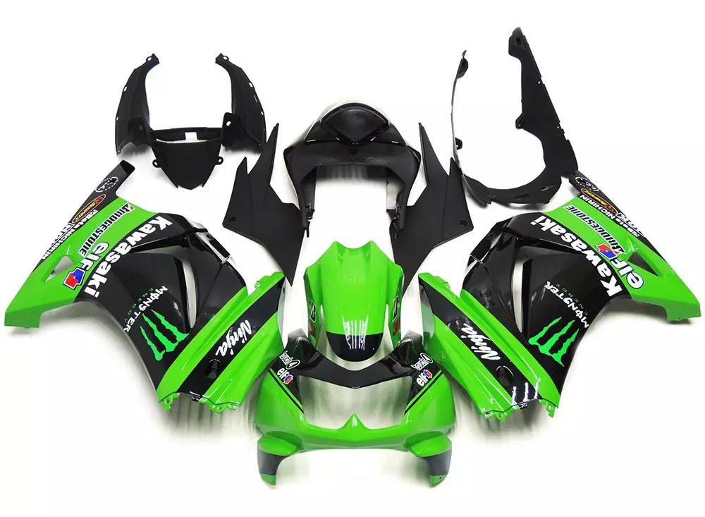 Black Green Motorcycle Fairings Plastics Kit For 2008-2012 Kawasaki Ninja 250R FM-4488