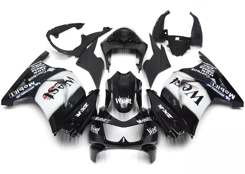 Black West Motorcycle Fairings Plastics Kit For 2008-2012 Kawasaki Ninja 250R FM-4492