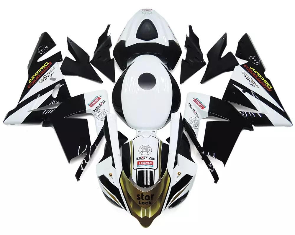 Black, White Gold Motorcycle Fairings Plastics Kit For 2004-2005 Kawasaki ZX-10R FM-4531
