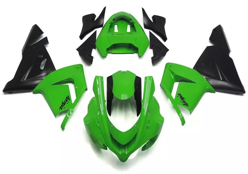 Green Black Motorcycle Fairings Plastics Kit For 2004-2005 Kawasaki ZX-10R FM-4533