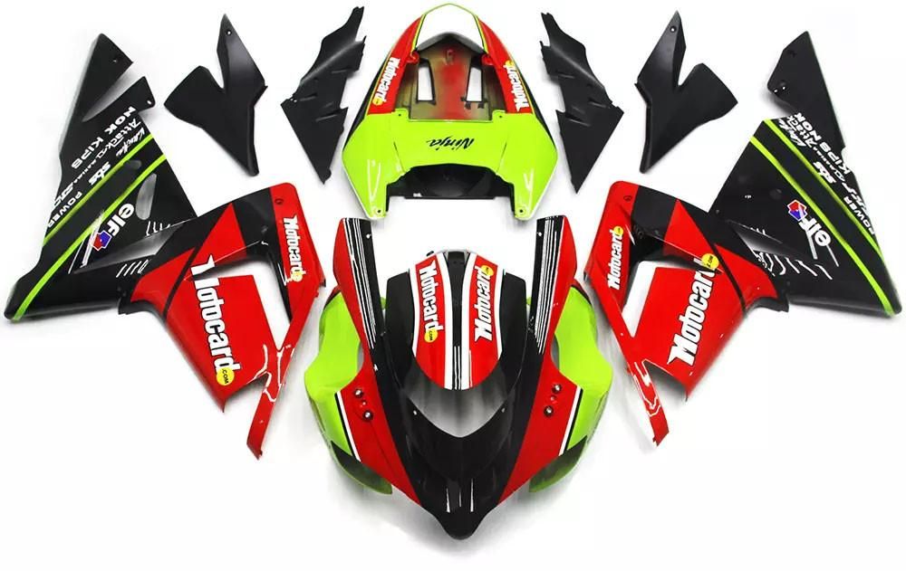 Red, Green Black Motorcycle Fairings Plastics Kit For 2004-2005 Kawasaki ZX-10R FM-4538