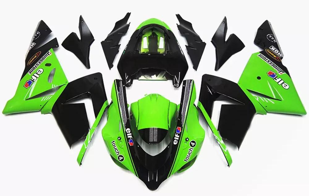 Matte Black Green Motorcycle Fairings Plastics Kit For 2004-2005 Kawasaki ZX-10R FM-4541