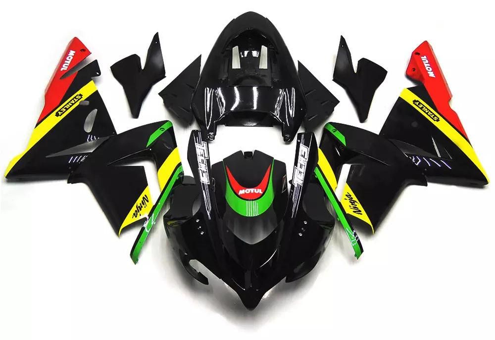 Black Yellow Motorcycle Fairings Plastics Kit For 2004-2005 Kawasaki ZX-10R FM-4542