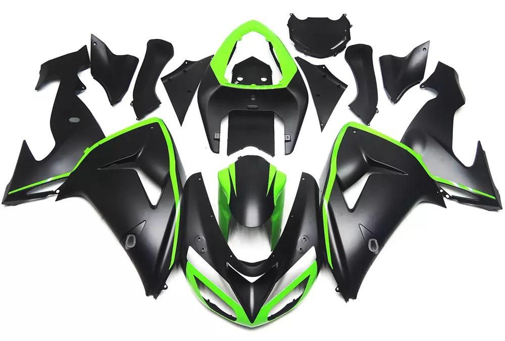 Black Green Motorcycle Fairings Plastics Kit For 2006-2007 Kawasaki ZX-10R FM-4545