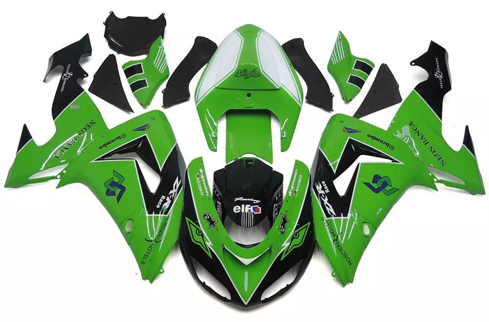 Green Black Motorcycle Fairings Plastics Kit For 2006-2007 Kawasaki ZX-10R FM-4547