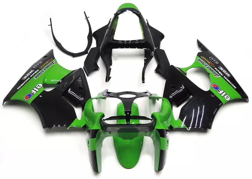 Green Black Motorcycle Fairings Plastics Kit For 2000-2002 Kawasaki ZX-6R FM-4577