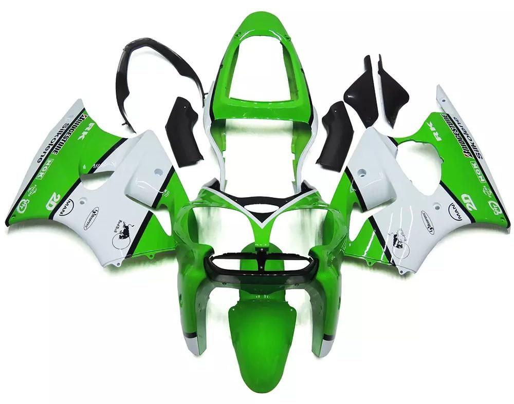 Green White Motorcycle Fairings Plastics Kit For 2000-2002 Kawasaki ZX-6R FM-4579