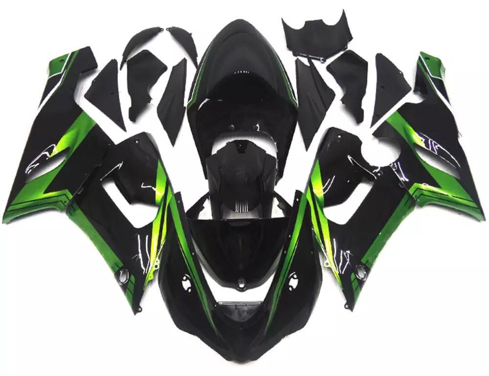 Black Green Motorcycle Fairings Plastics Kit For 2005-2006 Kawasaki ZX-6R FM-4601