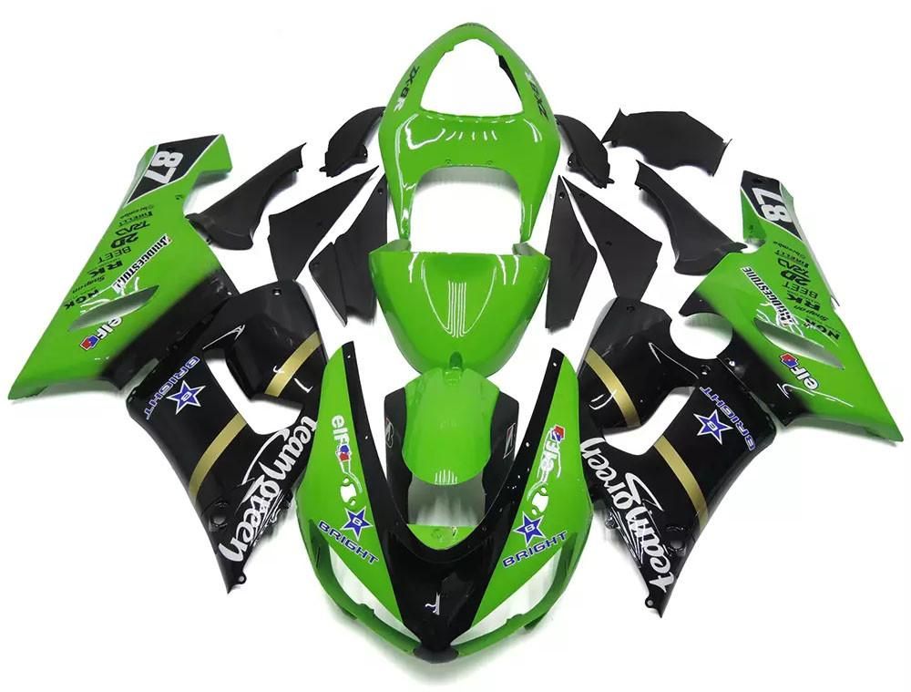 Green Black Motorcycle Fairings Plastics Kit For 2005-2006 Kawasaki ZX-6R FM-4602