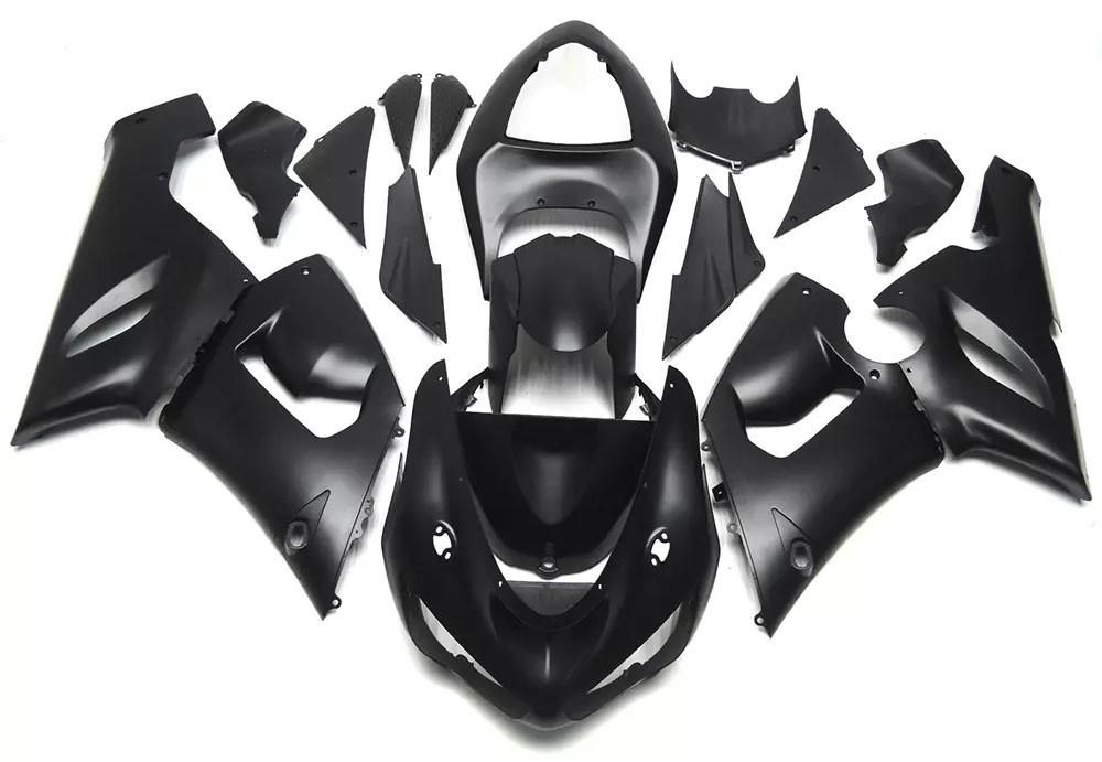 Flat Black Motorcycle Fairings Plastics Kit For 2005-2006 Kawasaki ZX-6R FM-4607