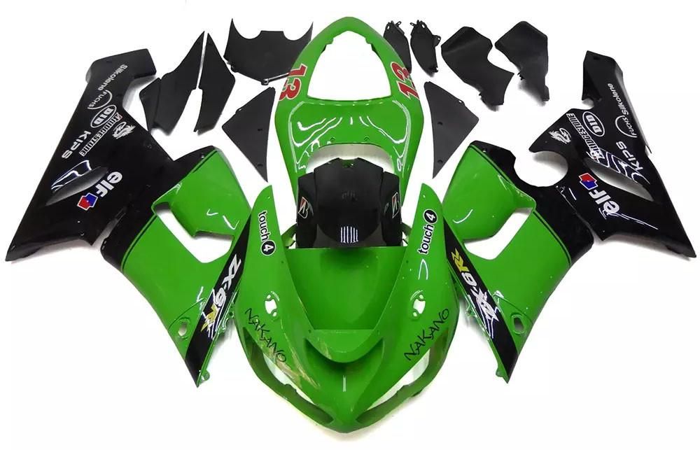 Green Black Motorcycle Fairings Plastics Kit For 2005-2006 Kawasaki ZX-6R FM-4609