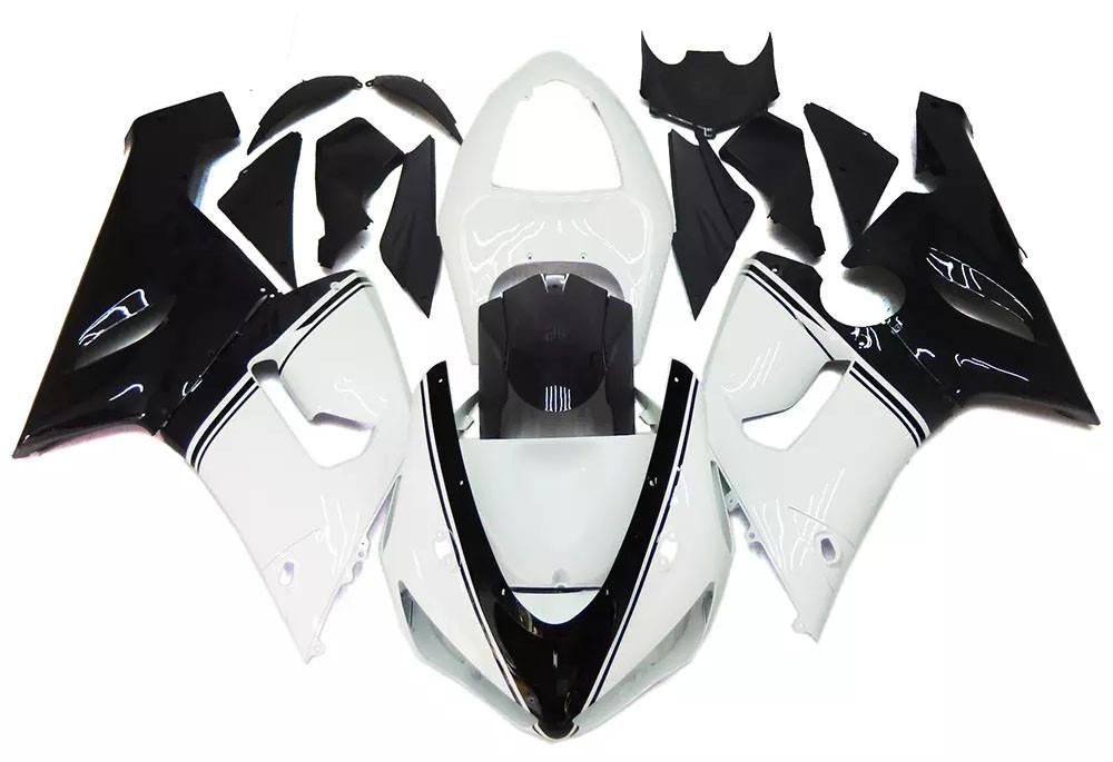 Pearl White Gloss Black Motorcycle Fairings Plastics Kit For 2005-2006 Kawasaki ZX-6R FM-4614