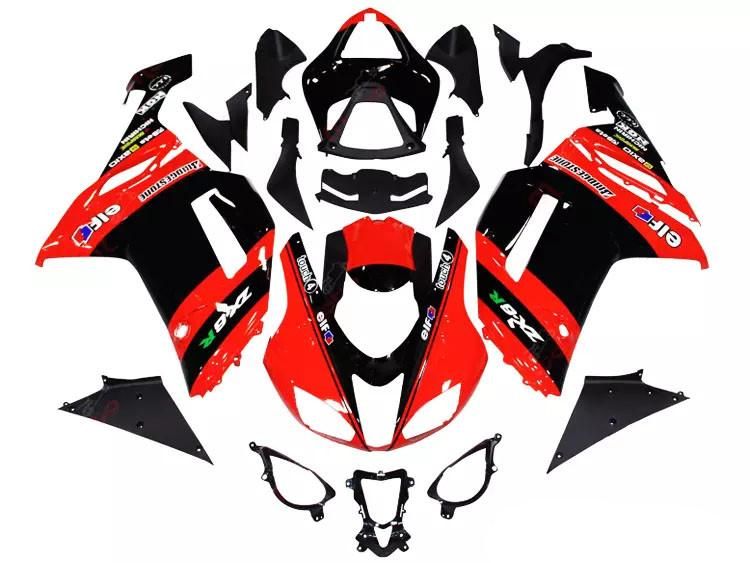 Red Black Motorcycle Fairings Plastics Kit For 2007-2008 Kawasaki ZX-6R FM-4618