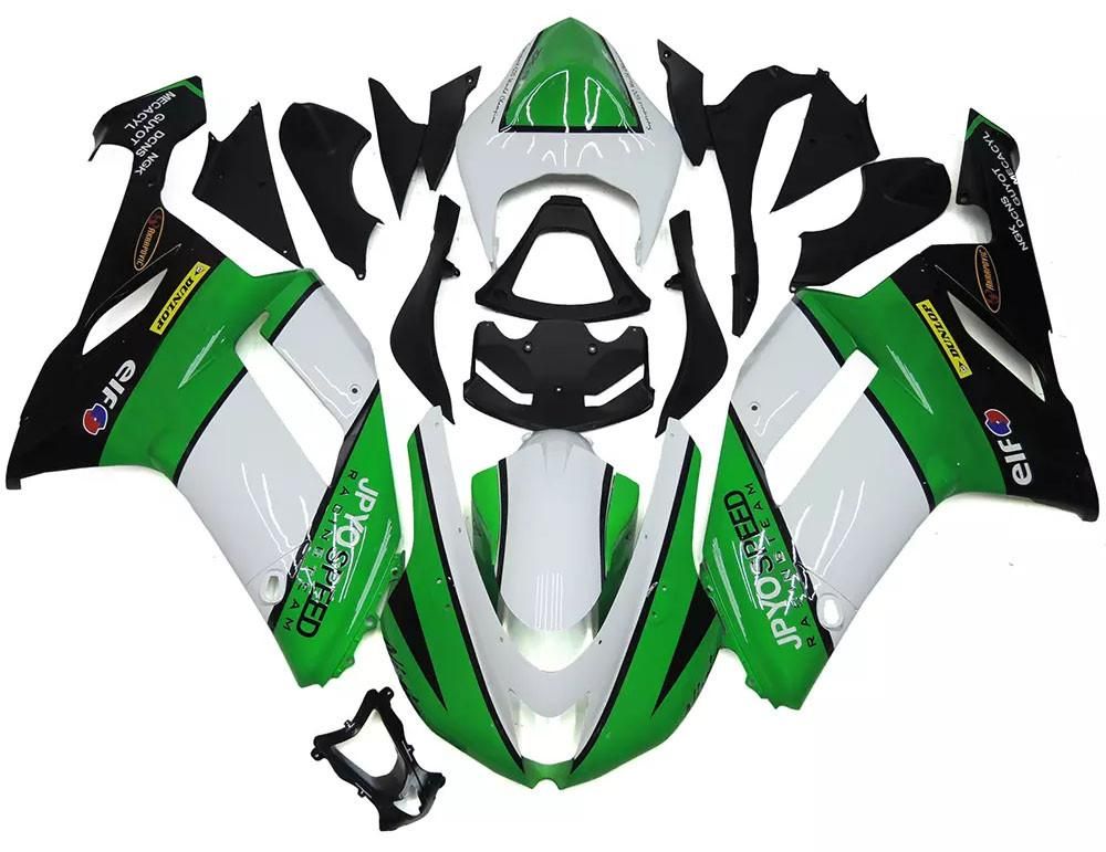 Green, White Black Motorcycle Fairings Plastics Kit For 2007-2008 Kawasaki ZX-6R FM-4620