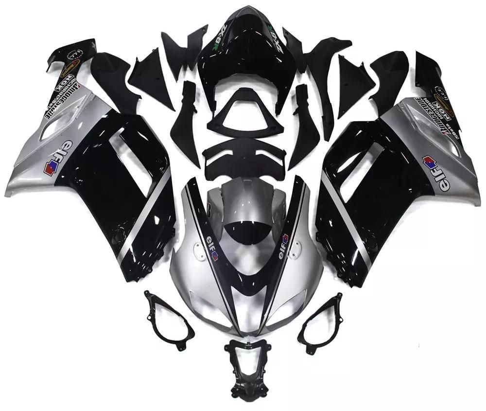 Black Gray Motorcycle Fairings Plastics Kit For 2007-2008 Kawasaki ZX-6R FM-4632