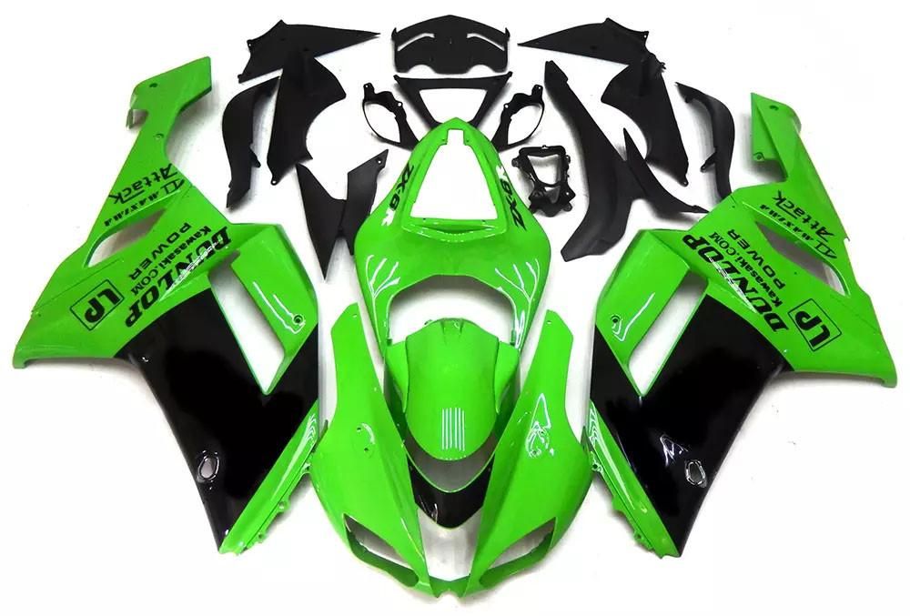 Green Black Motorcycle Fairings Plastics Kit For 2007-2008 Kawasaki ZX-6R FM-4641