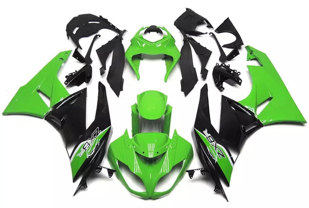 Green Black Motorcycle Fairings Plastics Kit For 2009-2012 Kawasaki ZX-6R FM-4647