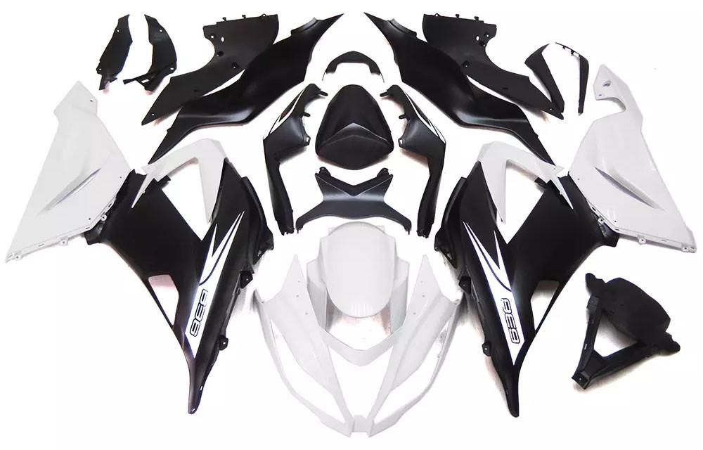 Pearl White Matte Black Motorcycle Fairings Plastics Kit For 2013-2018 Kawasaki ZX-6R FM-4657