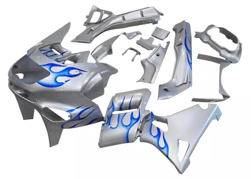Gray Blue Flames Motorcycle Fairings Plastics Kit For 1993-2007 Kawasaki ZZR 400 FM-4472