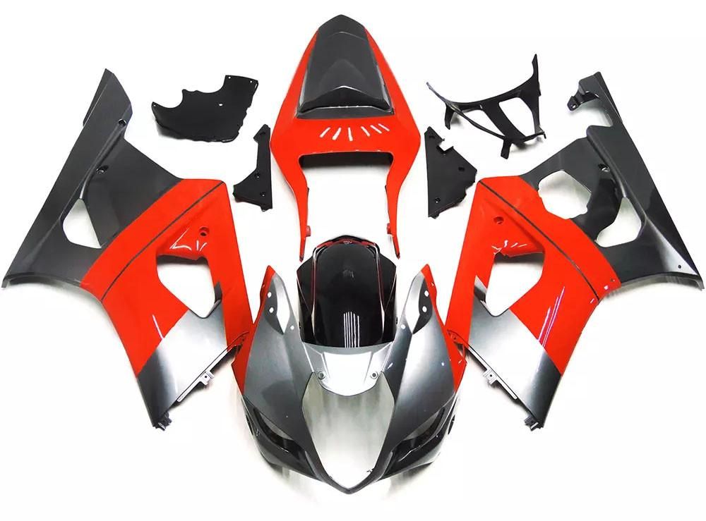Red Silver Motorcycle Fairings Plastics Kit For 2003-2004 Suzuki GSX-R 1000 K3 FM-4366