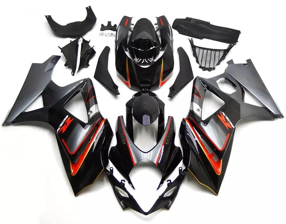 Black, Gray Orange Motorcycle Fairings Plastics Kit For 2007-2008 Suzuki GSX-R 1000 K7 FM-4337