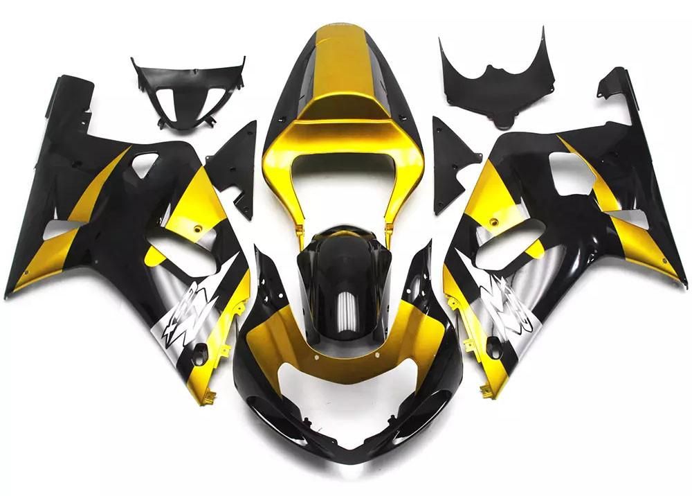 Gold Black Motorcycle Fairings Plastics Kit Suzuki GSXR600-750 GSXR600 2001-2003 / GSXR750 2000-2003 FM-4449