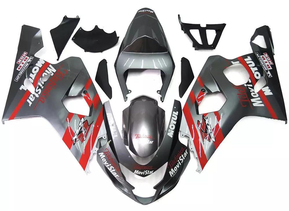 Gray Red Motorcycle Fairings Plastics Kit For 2004-2005 Suzuki GSX-R 600/750 K4 FM-4440