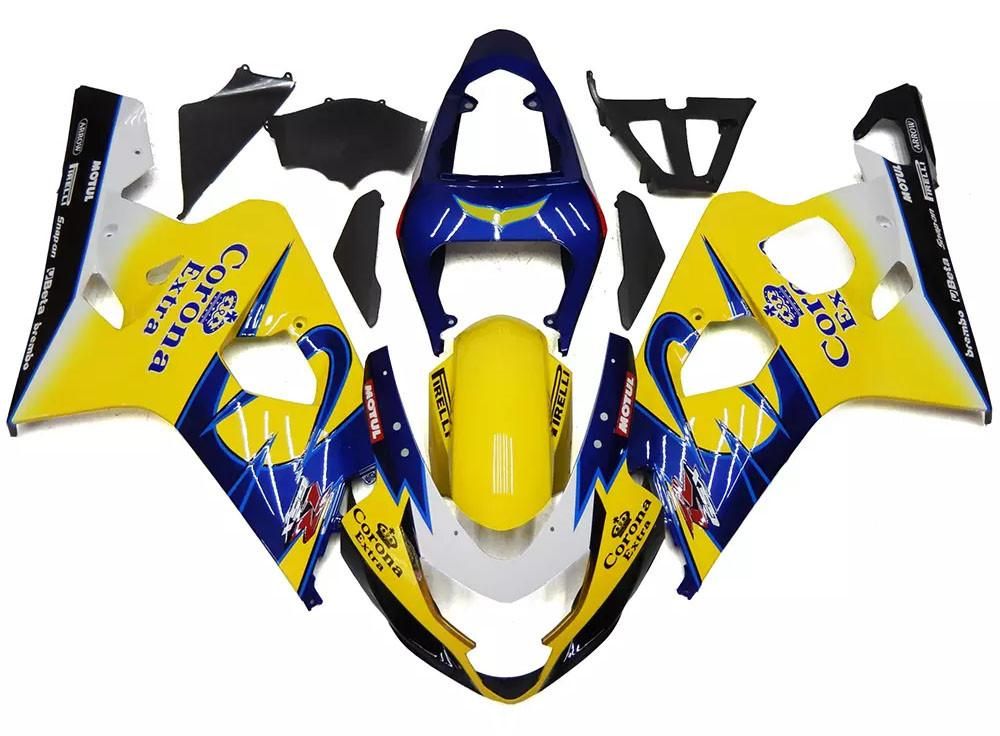 Yellow Blue Corona Motorcycle Fairings Plastics Kit For 2004-2005 Suzuki GSX-R 600/750 K4 FM-4442