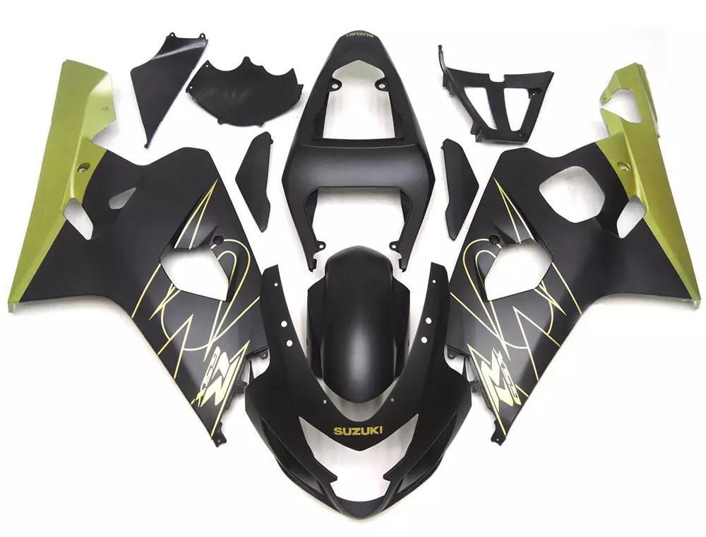 Matte Black Gold Motorcycle Fairings Plastics Kit For 2004-2005 Suzuki GSX-R 600/750 K4 FM-4447