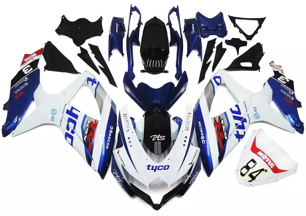 White Blue Tyco Motorcycle FairingsFor Suzuki GSXR600-750 GSXR600 2008-2010 / GSXR750 2008-2010 FM-4408