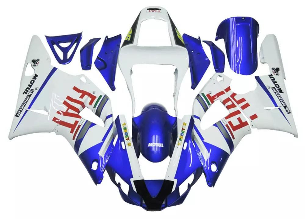 Blue White FIAT Motorcycle Fairings Plastics Kit For 2000-2001 Yamaha YZF-R1 FM-4784