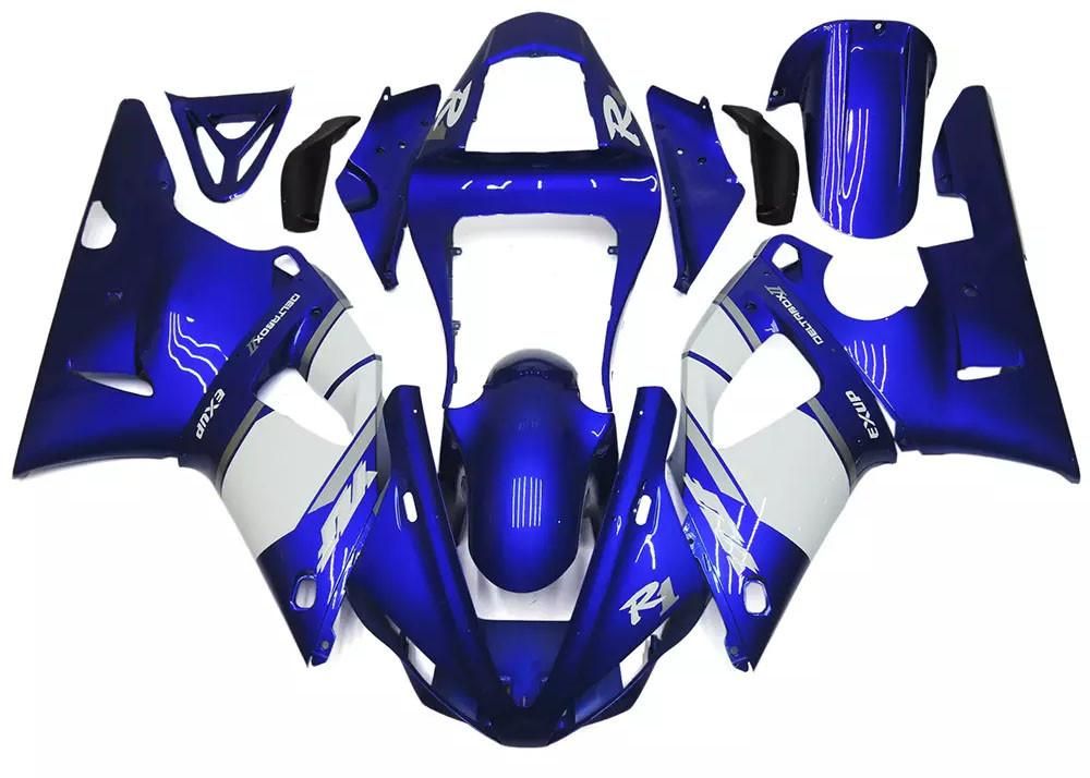 Blue White Motorcycle Fairings Plastics Kit For 2000-2001 Yamaha YZF-R1 FM-4787