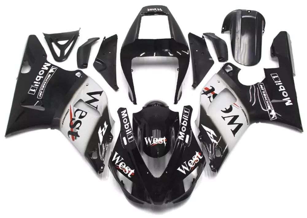 Black West Motorcycle Fairings Plastics Kit For 2000-2001 Yamaha YZF-R1 FM-4789