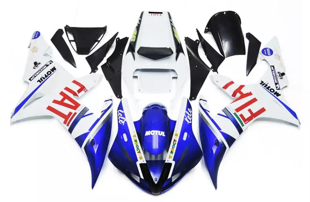 Blue White FIAT Motorcycle Fairings Plastics Kit For 2002-2003 Yamaha YZF-R1 FM-4759