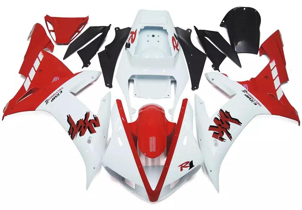 Pearl White Red Motorcycle Fairings Plastics Kit For 2002-2003 Yamaha YZF-R1 FM-4770
