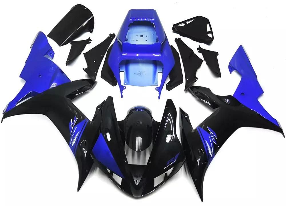 Gloss Black Blue Motorcycle Fairings Plastics Kit For 2002-2003 Yamaha YZF-R1 FM-4772