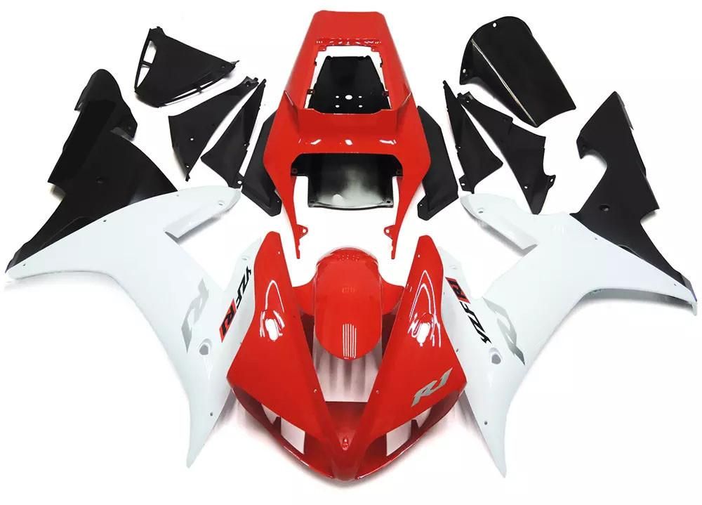 Gloss Red White Motorcycle Fairings Plastics Kit For 2002-2003 Yamaha YZF-R1 FM-4776
